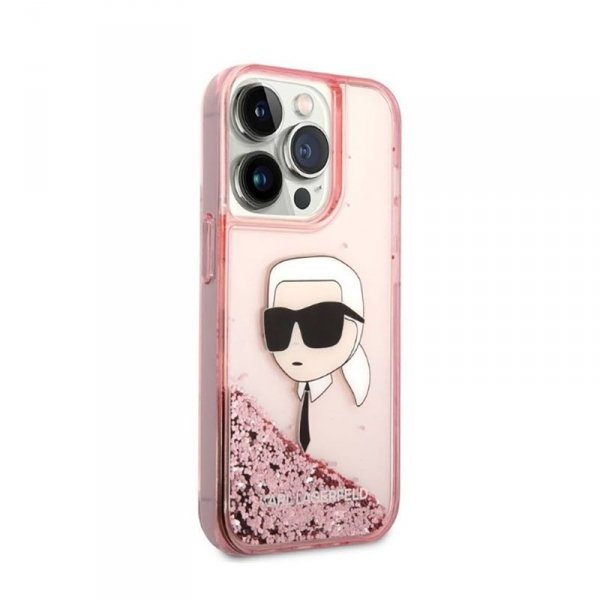 Karl Lagerfeld Liquid Glitter NFT Karl&#039;s Head - Etui iPhone 14 Pro Max (różowy)