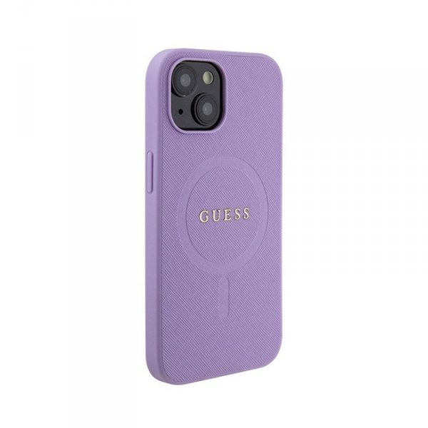 Guess Saffiano MagSafe - Etui iPhone 15 (fioletowy)