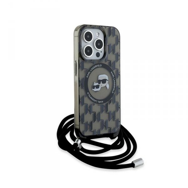 Karl Lagerfeld IML Crossbody Monogram Karl & Choupette Head MagSafe - Etui iPhone 15 Pro (czarny)