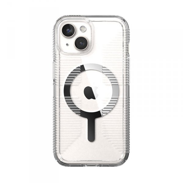 Speck Gemshell Grip + MagSafe - Etui do iPhone 16e / iPhone 15 / iPhone 14 / iPhone 13 (Clear / Chrome Finish)