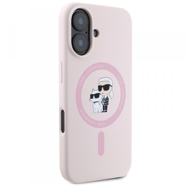 Karl Lagerfeld Silicone Karl & Choupette Ring MagSafe - Etui iPhone 16 Plus (różowy)
