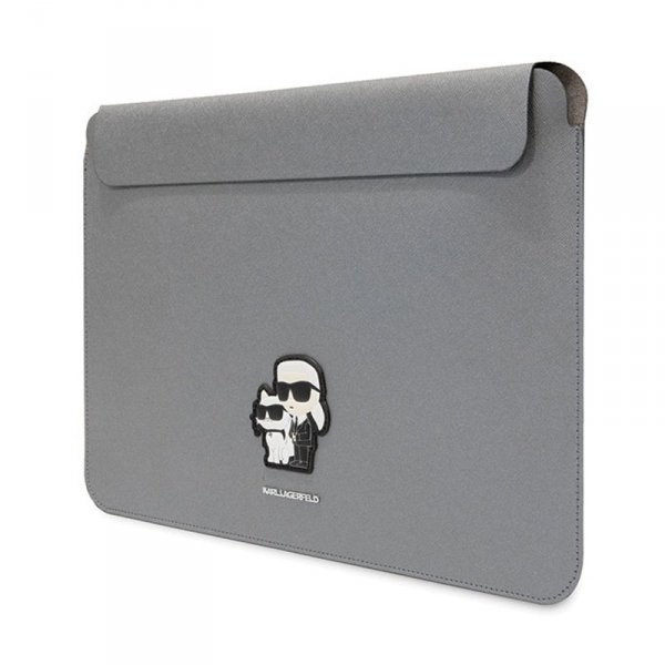 Karl Lagerfeld NFT Saffiano Karl & Choupette Sleeve - Etui na notebook 16&quot; (Srebrny)