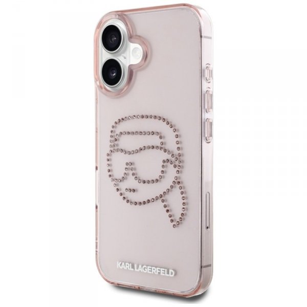 Karl Lagerfeld IML Rhinestones Karl Head - Etui do iPhone 16 (różowy)