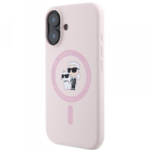 Karl Lagerfeld Silicone Karl & Choupette Ring MagSafe - Etui iPhone 16 (różowy)