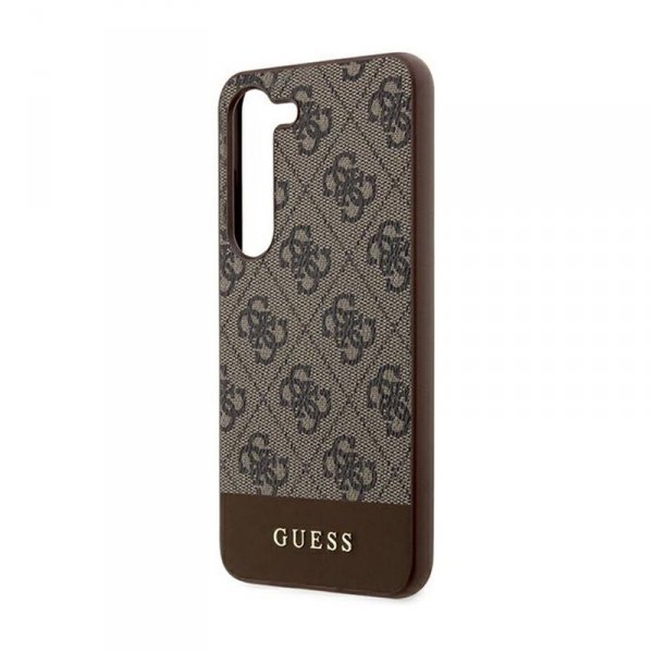 Guess 4G Bottom Stripe Metal Logo Collection - Etui Samsung Galaxy S24+ (brązowy)