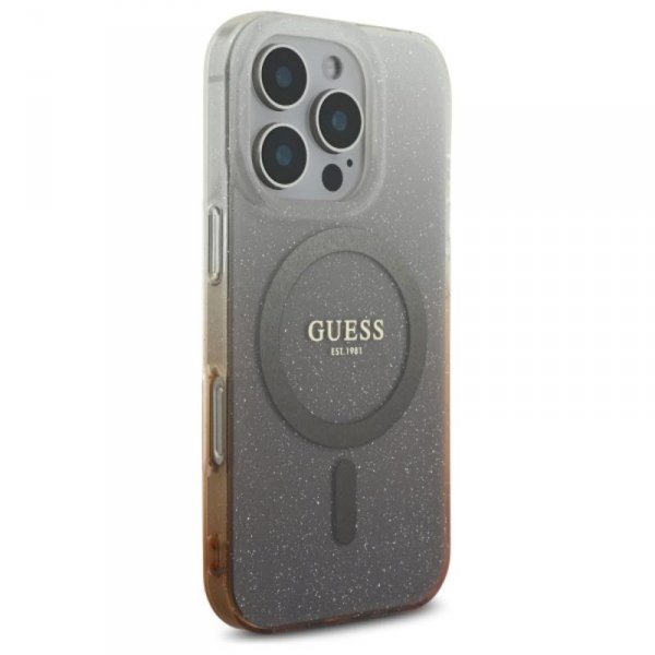 Guess IML Glitter Gradient MagSafe - Etui iPhone 16 Pro (brązowy)