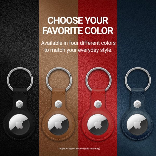Crong Leather Case with Key Ring – Skórzane etui ochronne brelok do Apple AirTag (brązowy)