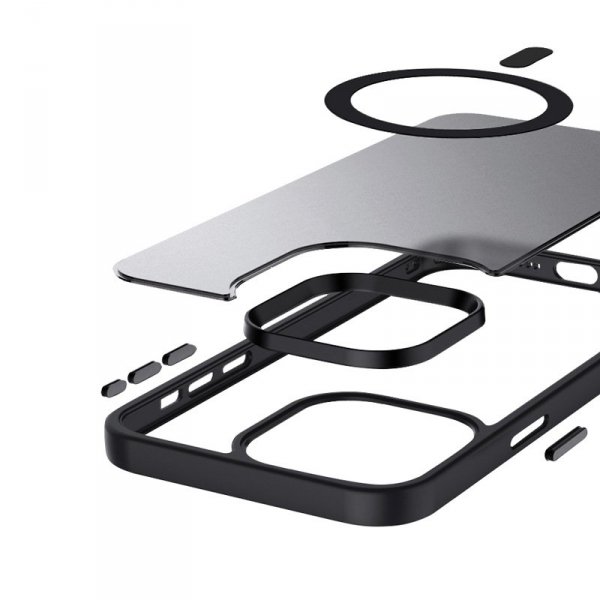 Crong Hybrid Frost MAG Cover - Etui iPhone 15 Pro MagSafe (czarny)