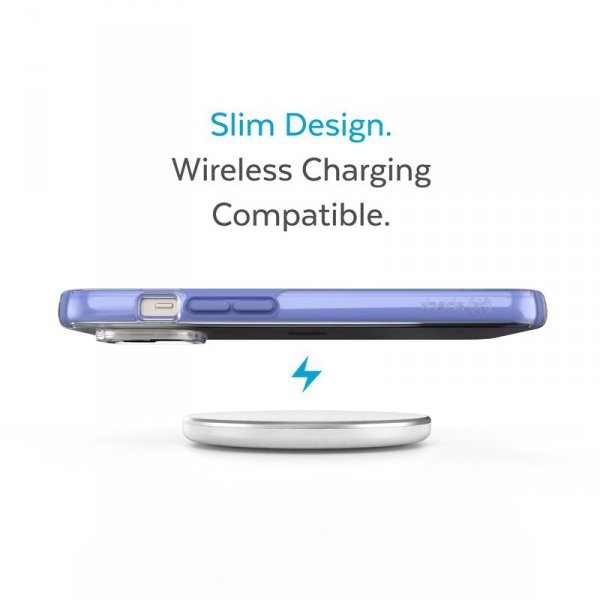 Speck Presidio Perfect-Clear with Impact Geometry - Etui iPhone 15 Plus / 14 Plus z powłoką MICROBAN (Clear / Grounded Purple)