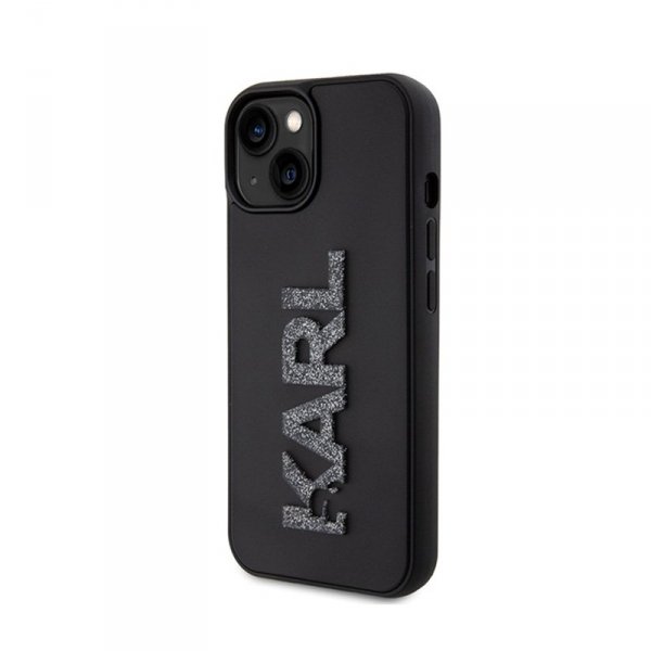 Karl Lagerfeld 3D Rubber Glitter Logo - Etui iPhone 15 (czarny)