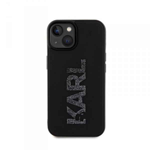 Karl Lagerfeld 3D Rubber Glitter Logo - Etui iPhone 15 (czarny)