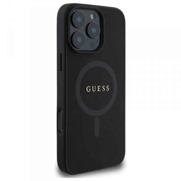 Guess Saffiano Classic Logo MagSafe - Etui iPhone 16 Pro Max (czarny)