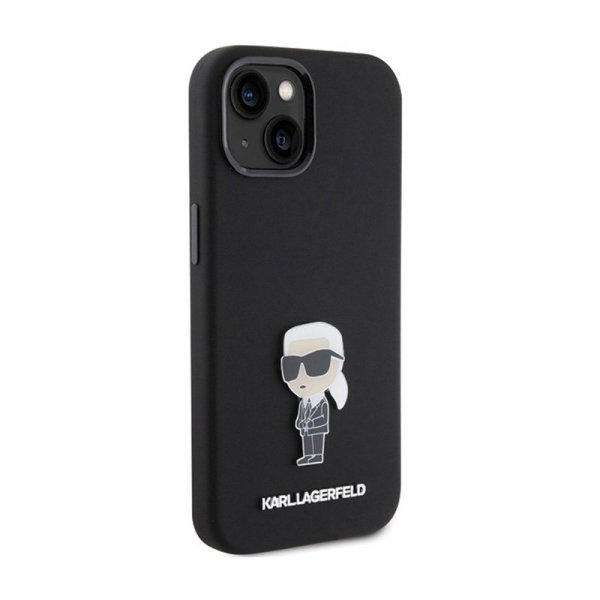 Karl Lagerfeld Silicone Ikonik Metal Pin - Etui iPhone 15 (czarny)