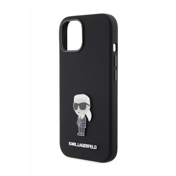 Karl Lagerfeld Silicone Ikonik Metal Pin - Etui iPhone 15 (czarny)