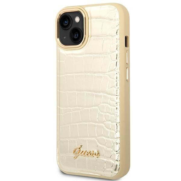 Guess Croco Collection – Etui iPhone 14 Plus (złoty)