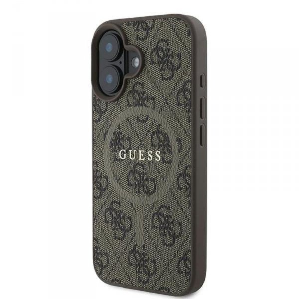 Guess 4G Ring Classic Logo MagSafe - Etui iPhone 16 Plus (brązowy)