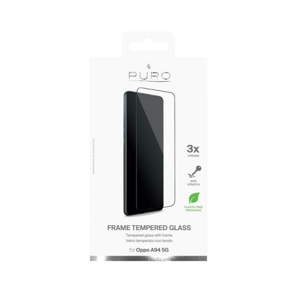 PURO Frame Tempered Glass - Szkło ochronne hartowane na ekran Oppo A94 5G (czarna ramka)
