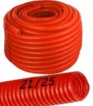 Peszel rura karbowana 21/25mm 50m czerwona do rur pex pp kabli przewodów 320N osłonowa