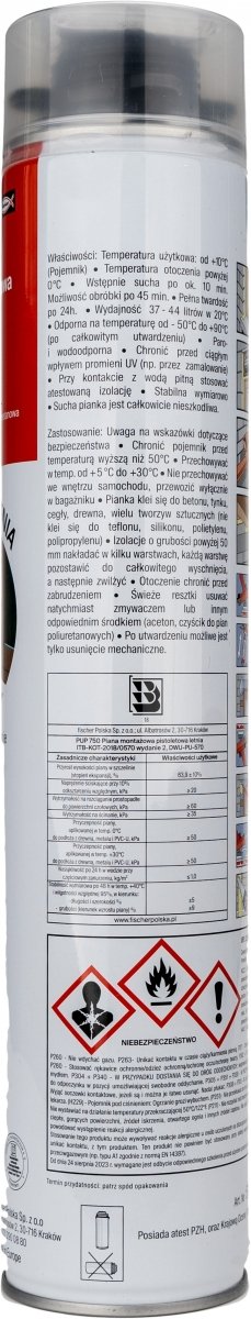 12x Piana Fischer LETNIA 750ml pianka montażowa PU