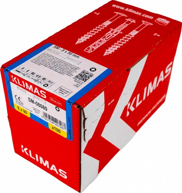 100x Kołki szybkiego montażu kołek 8x80 KLIMAS SM8x80 Wkręt-met