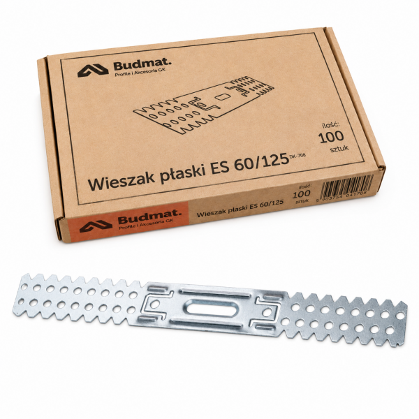 Wieszak do sufitów podwieszanych Budmat ES 60/125mm płaski 0,8mm 100szt