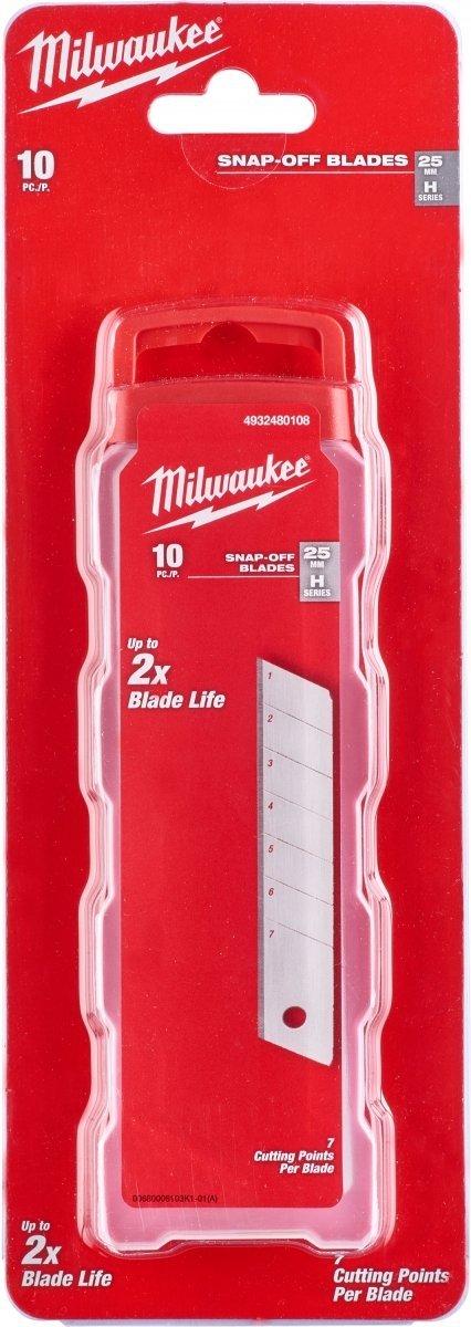 10x Ostrze 25mm łamane wymienne do nożyków Milwaukee