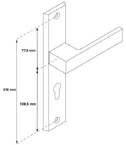 Klamka-szyld TOTAL INOX do drzwi z antabą 72mm