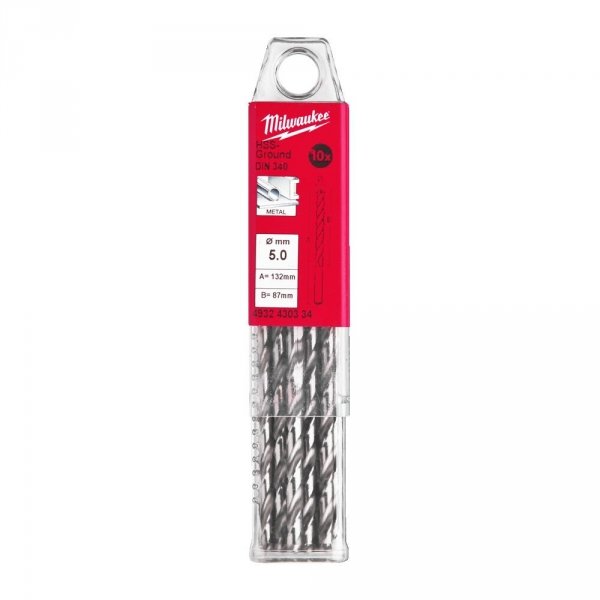 10x Wiertło do metalu DŁUGIE fi 5,0 x 87/132 mm