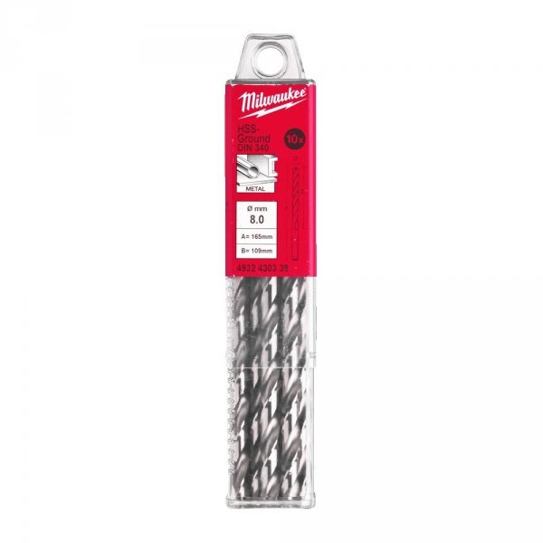 10x Wiertło do metalu DŁUGIE fi 8,0 x 109/165 mm