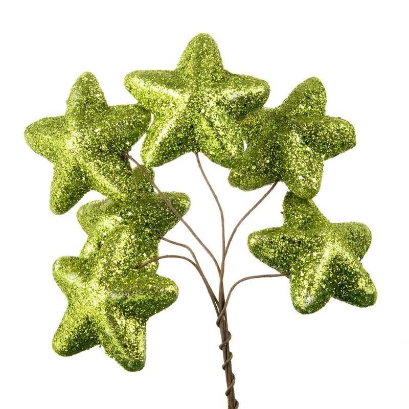 Gwiazdki Brokatowe  Pistacja [Komplet - 10 Pęczków] 