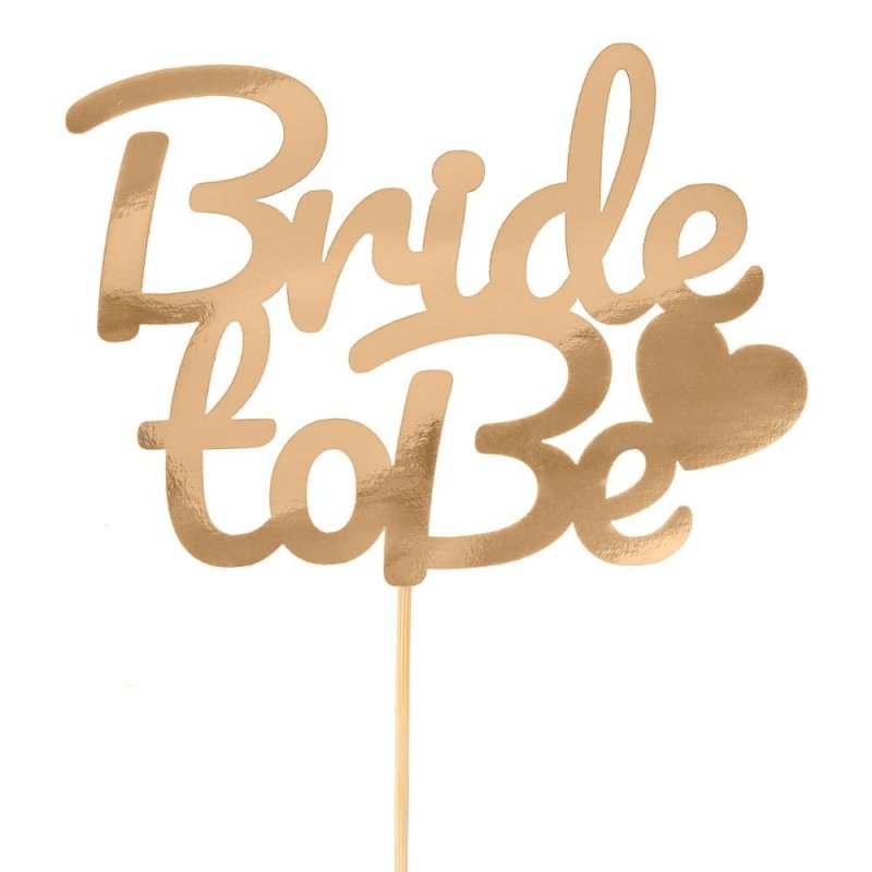 Topper Bride To Be Napis Z Sercem Złoto [ 10szt ]