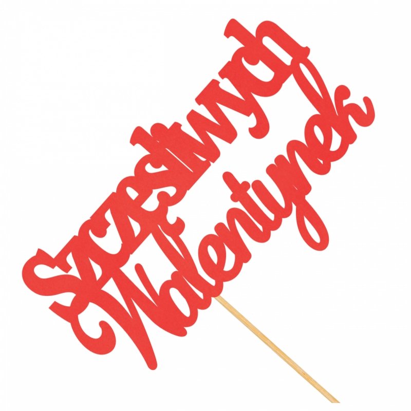 Topper Szczęśliwych Walentynek Papier Czerwony [10szt]