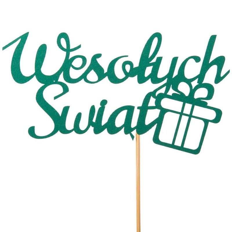 Topper Wesołych Świąt Prezent Zielony [ 200 Sztuk ]