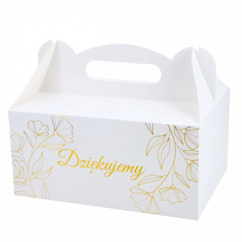 Pudełko Na Ciasto Złoto Dziękujemy Listki [20op]