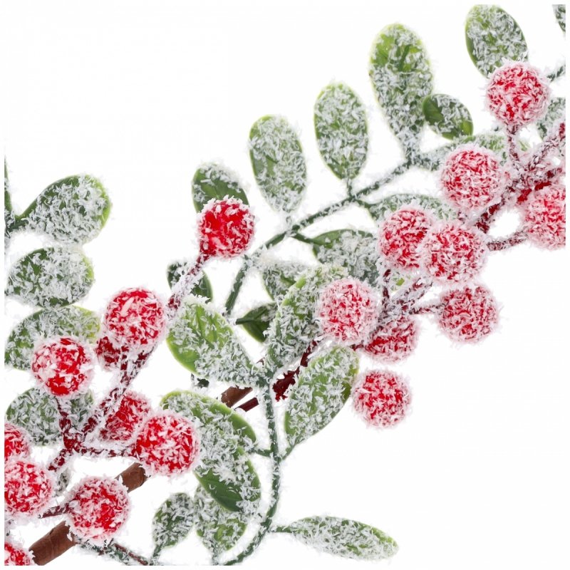 Gałązka Liście/Głód Ośnieżona 67cm KR1741 [55szt]