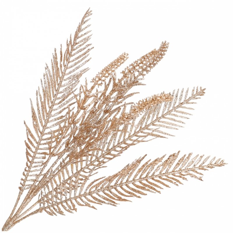 Gałązka Brokatowa Palma Różowe Złoto 75cm KR1616 [30szt]