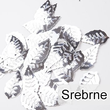 Cekiny Liście Małe Srebrne 50szt - [ Komplet - 20 sztuk]