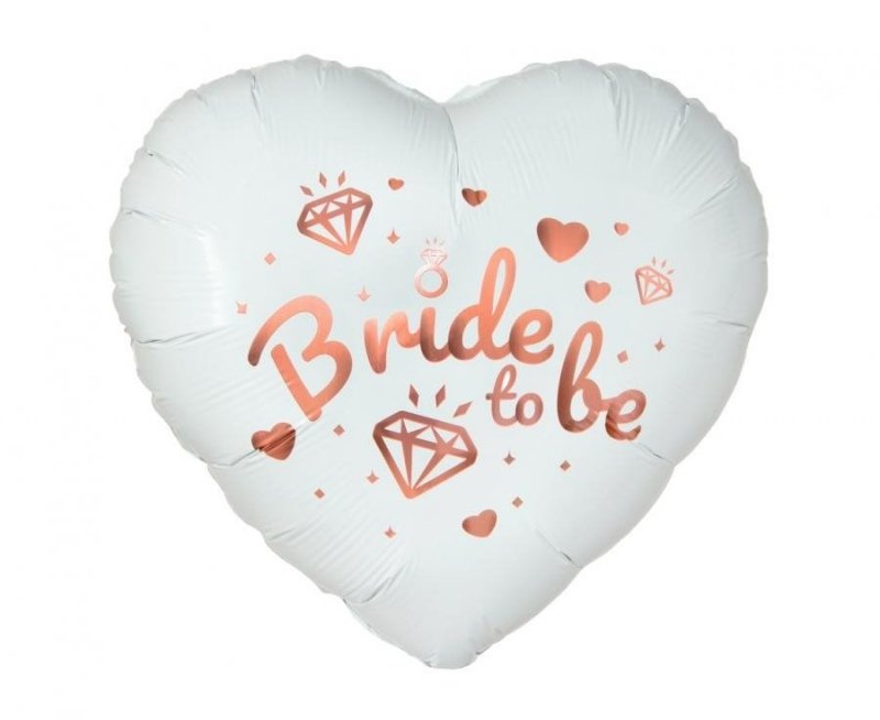Balon Foliowy Serce Białe Bride To Be [ 5 Sztuk ]