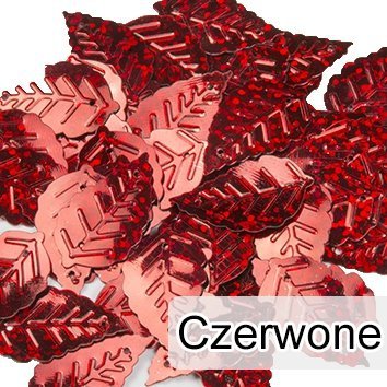 Cekiny Liście Małe Czerwone 50szt - [ Komplet - 20 sztuk]