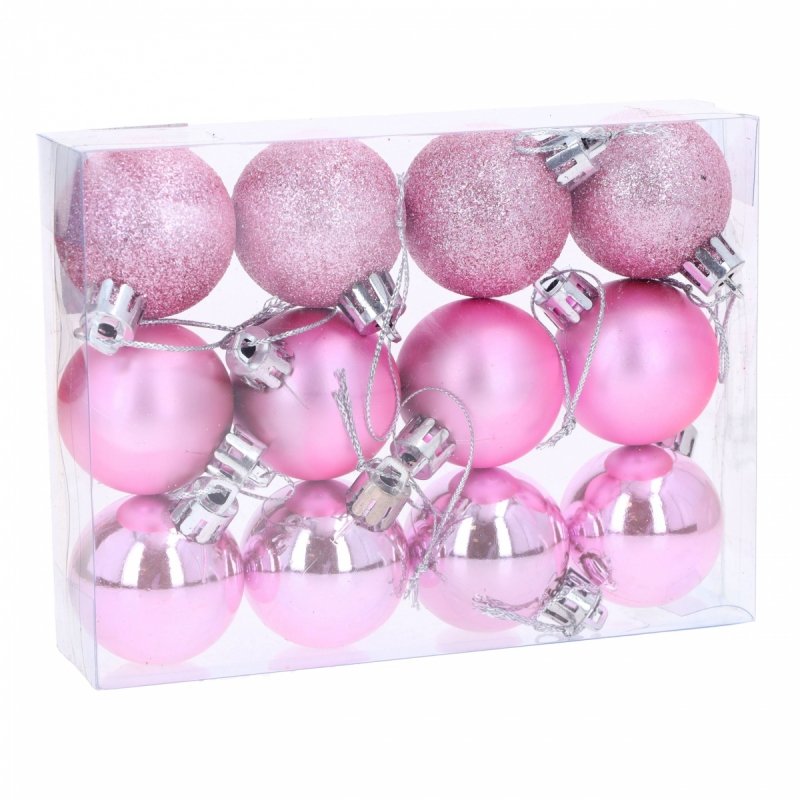 Bombki 12szt 4cm Róż KR1200B [10op]