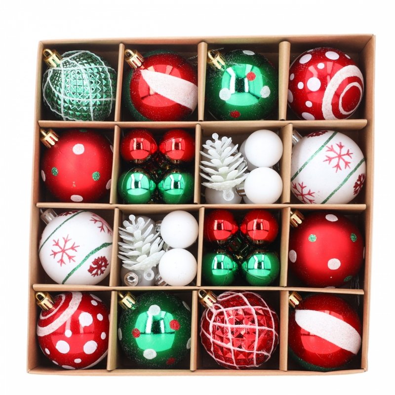Bombki 42szt 3/6cm Czerwony/Biały/Zielony KR1210 [3opak]