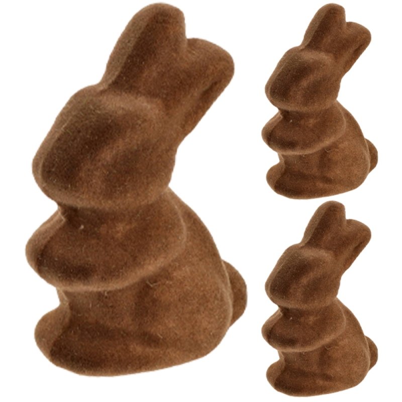 Zajączki Flokowane 3szt Brązowe [10 kompletów]