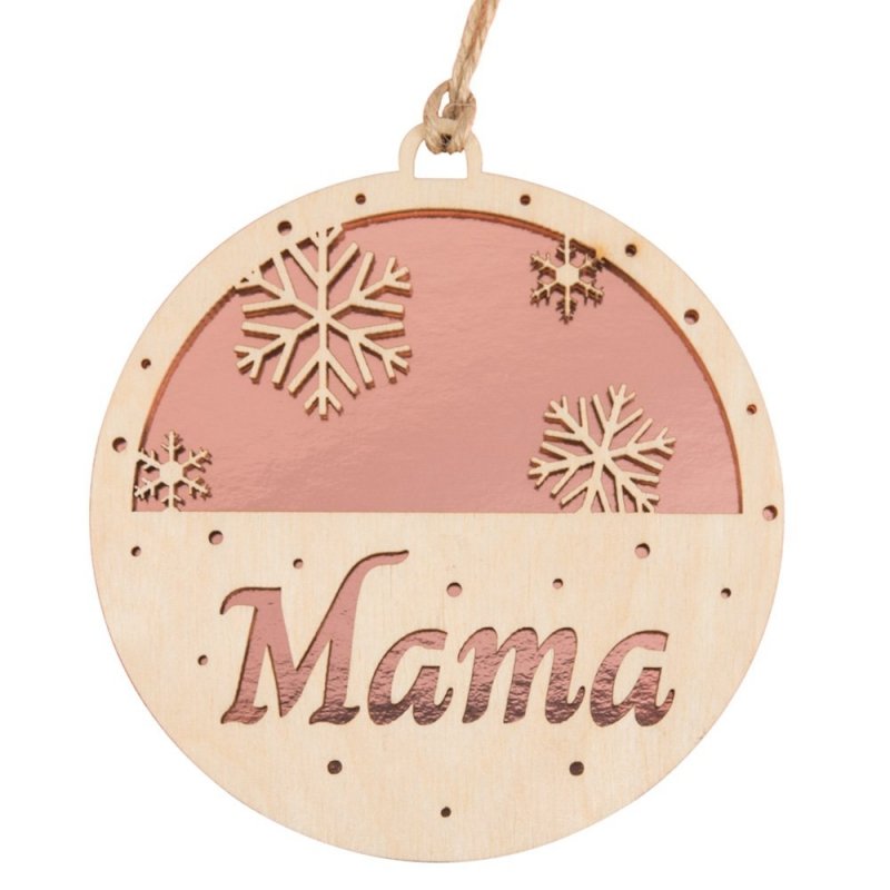 Bombka Mama RoseGold Śnieżynki Sklejka 8cm [ 10 sztuk ]