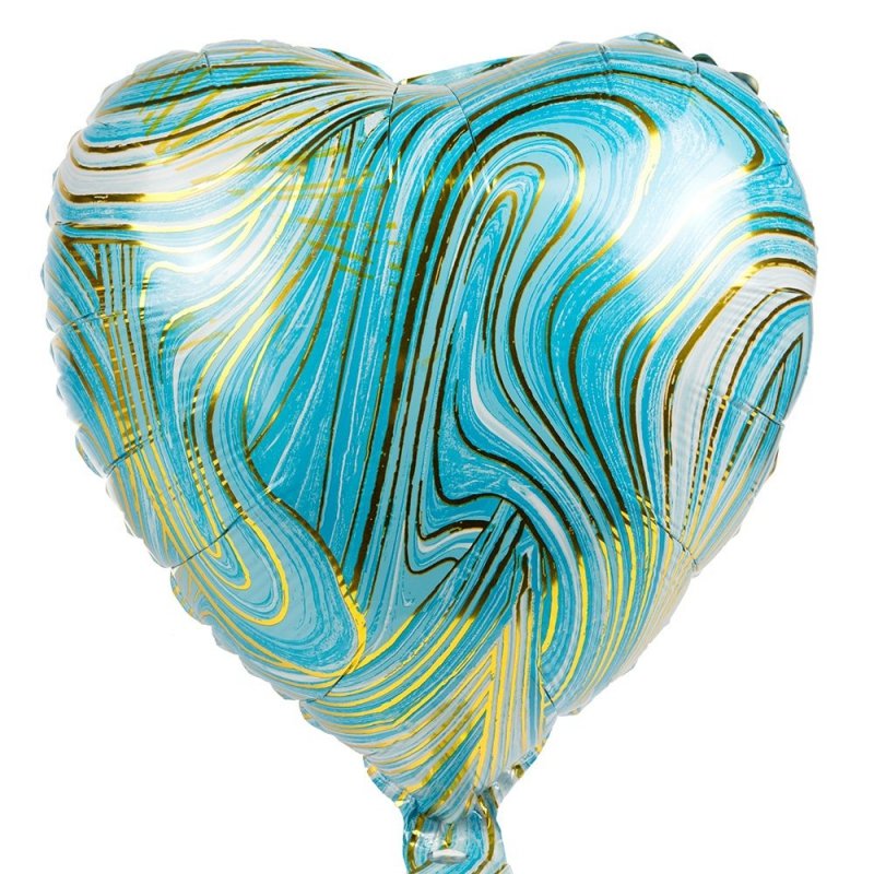 Balon Foliowy Marmurkowy Serce Niebieski [Komplet 100szt]