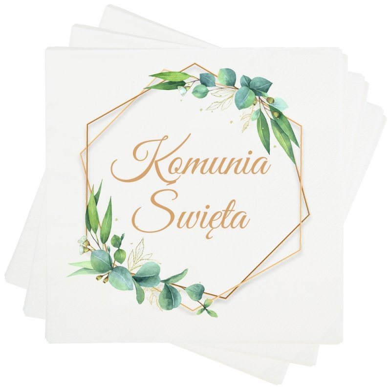 Serwetki Papierowe Komunia Święta Ramka Listki [10kompl]
