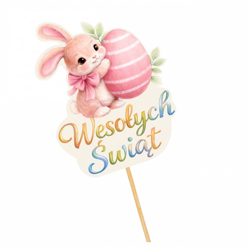 Topper Napis Wesołych Świąt Zajączek [20szt]