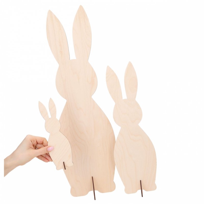 Figurki Stojące Zające Sklejka 3 rozmiary [3komplety]