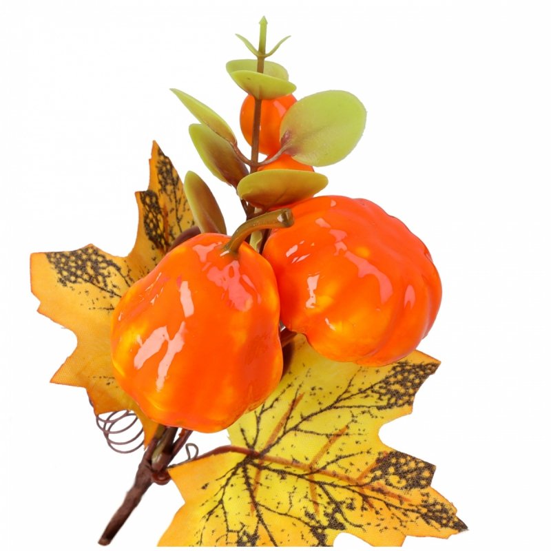 Gałązka Liście Dynia Pomarańcz 16cm KR1570 [15szt]