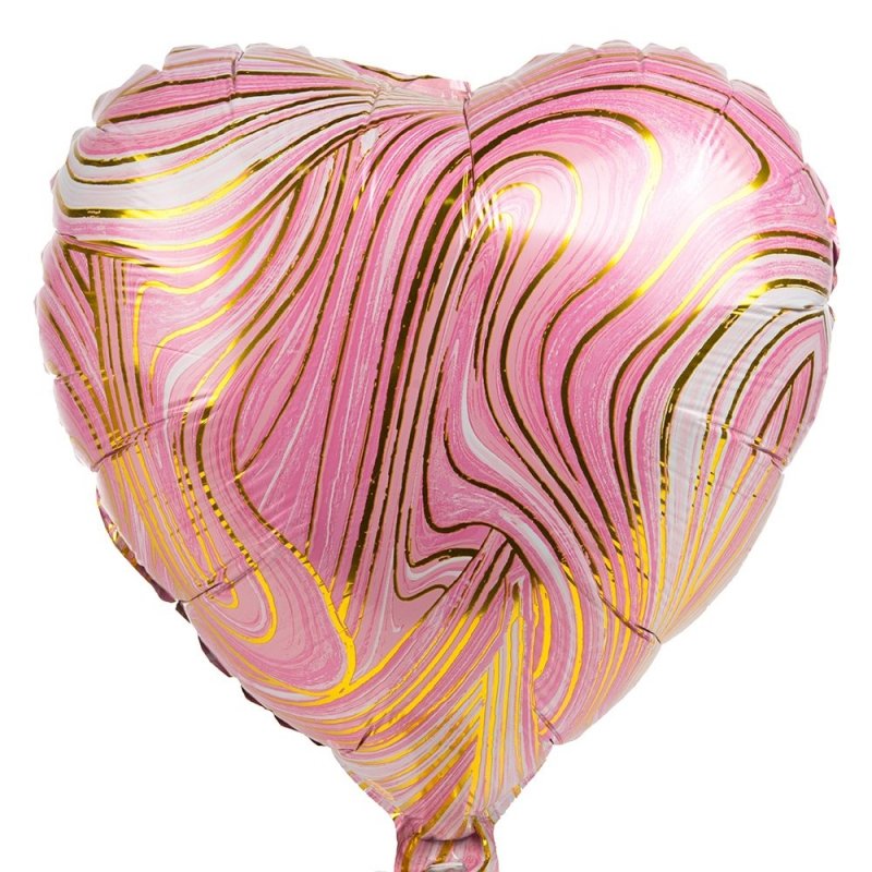 Balon Foliowy Marmurkowy Serce Róż [Komplet 100szt]