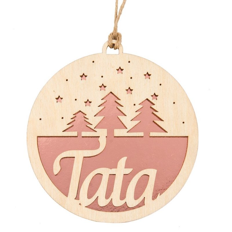 Bombka Tata RoseGold Choinki Sklejka 8cm [ 100 sztuk ]